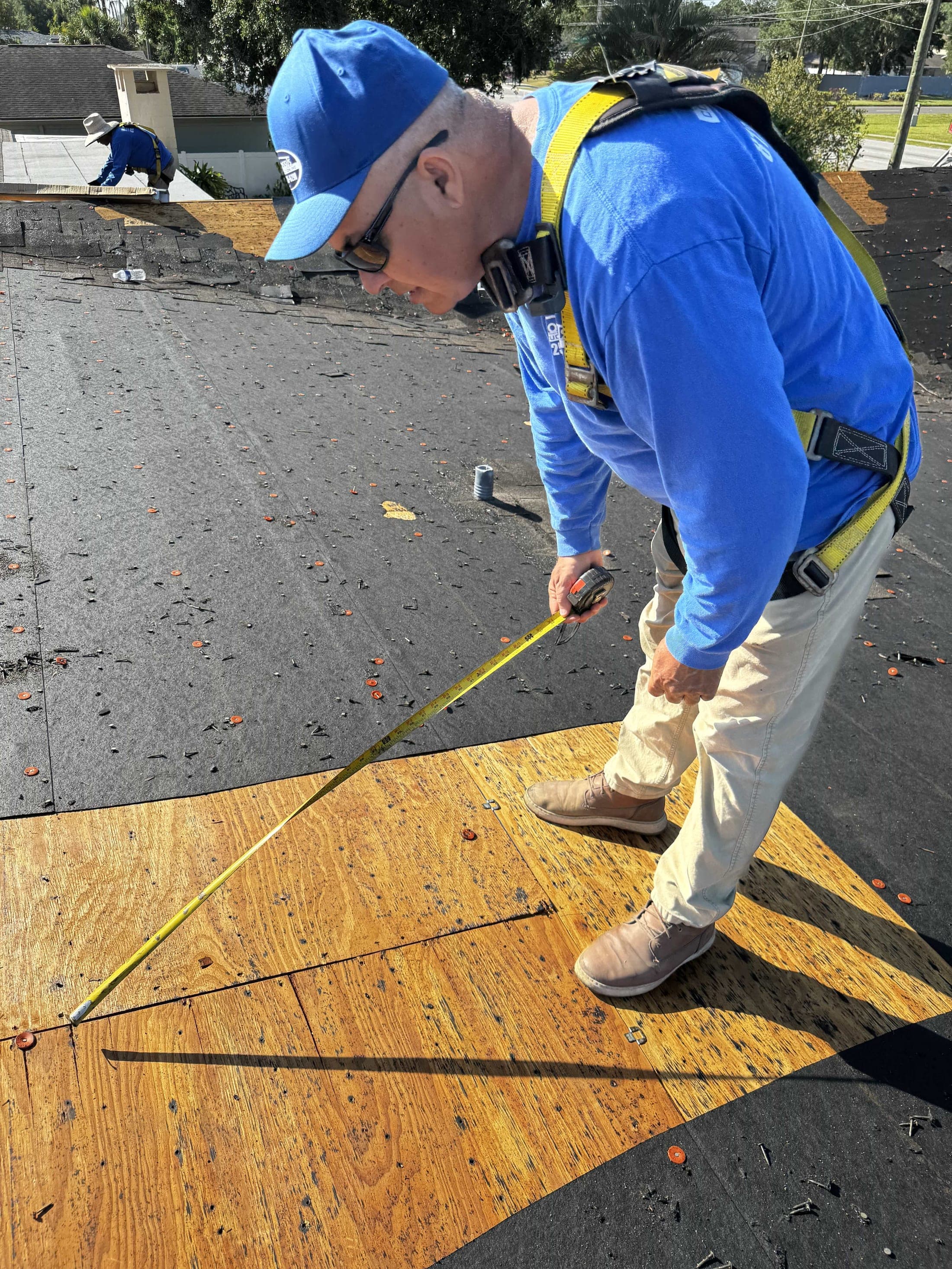 Deck and edge detail: new drip edge set before underlayment is run.