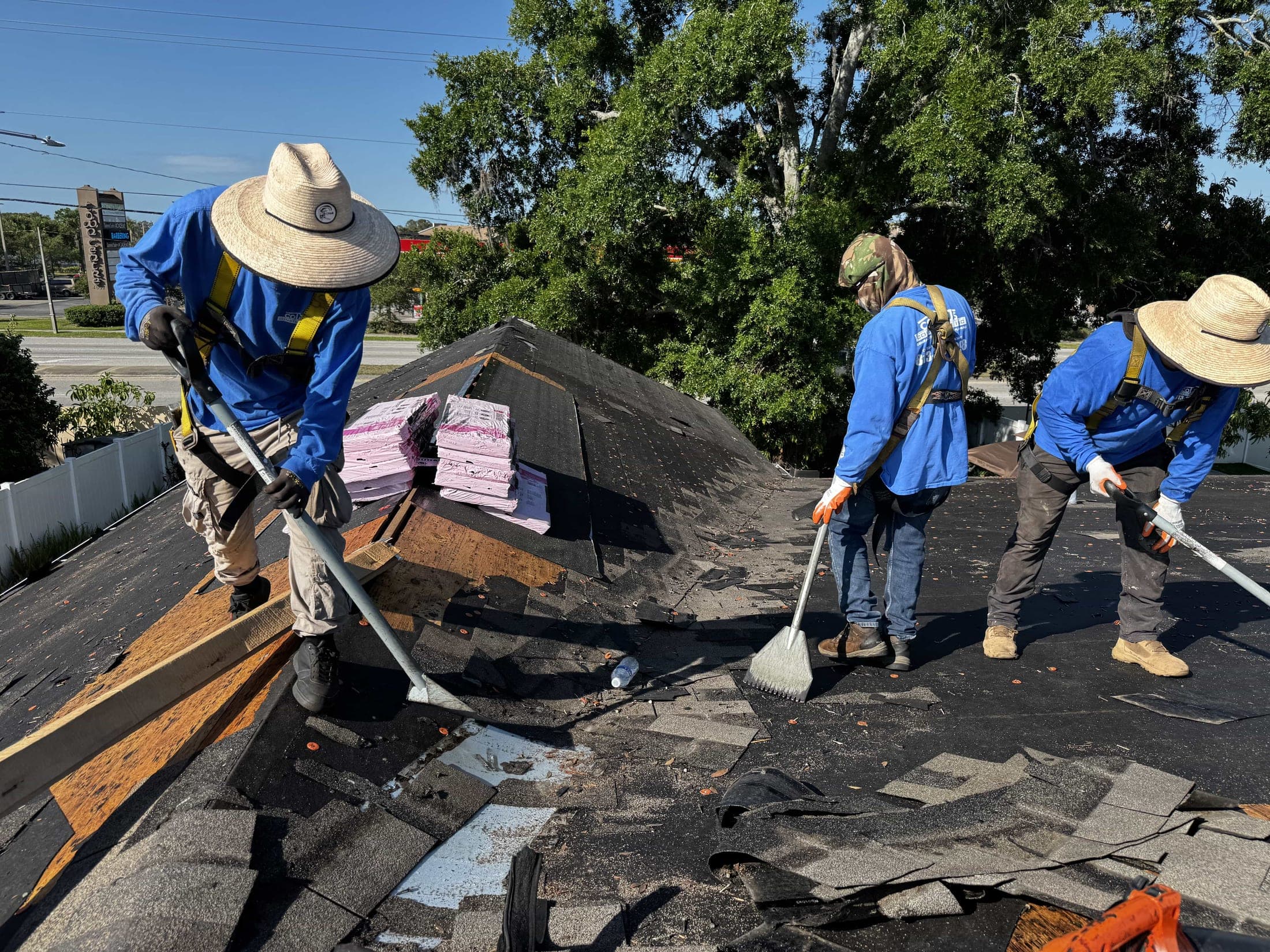 Underlayment and flashing details going down before the shingle field starts.